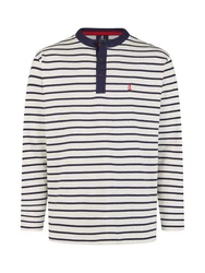 Wind sportswear Longsweatshirt Herren Longsleeve mit Knopfleiste Rot/Dunkelblau/Creme