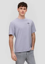 QS Kurzarmshirt Printshirt Lila/Grau/Hellblau/Hellgrau