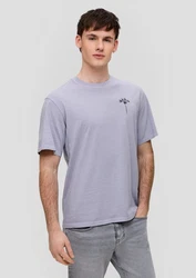 QS Kurzarmshirt Printshirt Lila/Grau/Hellblau/Hellgrau