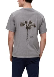 QS Kurzarmshirt Printshirt Hellgrau/Grau/Dunkelgrau