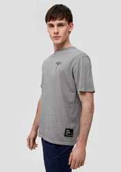 QS Kurzarmshirt Printshirt Hellgrau/Grau/Dunkelgrau