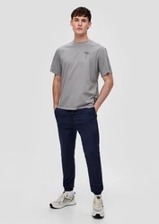 QS Kurzarmshirt Printshirt Hellgrau/Grau/Dunkelgrau