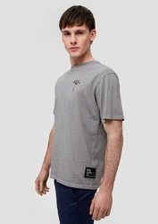 QS Kurzarmshirt Printshirt Hellgrau/Grau/Dunkelgrau