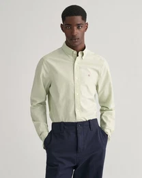 Langarmhemd Slim Fit Popeline Hemd leichte Baumwolle strapazierfhig pflegeleicht mit klassischer Logostickerei auf der Brust