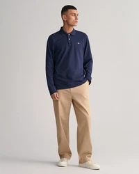 GANT Poloshirt Regular Shield Longsleeve Pique Rugger Nautical Stripe Blau/Blau (evening blau)