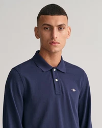 GANT Poloshirt Regular Shield Longsleeve Pique Rugger Nautical Stripe Blau/Blau (evening blau)