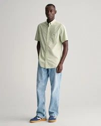Gant Kurzarmhemd Regular Fit Popeline Hemd Hellgrün/Khaki/Grün/Beige/Gelb