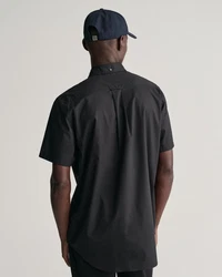 Gant Kurzarmhemd Regular Fit Popeline Hemd Schwarz/Dunkelgrau