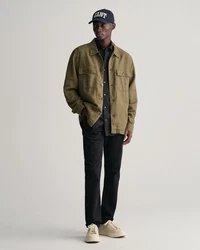 Gant Kurzarmhemd Regular Fit Popeline Hemd Schwarz/Dunkelgrau