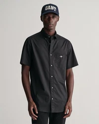 Gant Kurzarmhemd Regular Fit Popeline Hemd Schwarz/Dunkelgrau
