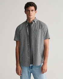 Kurzarmhemd Regular Fit Gingham Popeline Hemd strapazierfhig pflegeleicht kariert mit einer kleinen Logostickerei auf der Brusttasche