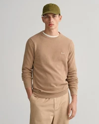 Gant Strickpullover R-Neck COTTON PIQUE C-NECK Beige/Braun/Khaki