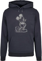 ABSOLUTE CULT Kapuzensweatshirt Herren Mickey Mouse - Sketch Kick Dunkelblau/Blau/Dunkelgrau