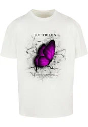Merchcode T-Shirt Butterflies Heavy Oversized Tee Orange/Braun/Lila