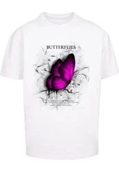 Merchcode T-Shirt Butterflies Heavy Oversized Tee Orange/Braun/Rosa/Lila/Weiß