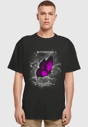 Merchcode T-Shirt Butterflies Heavy Oversized Tee Orange/Lila/Braun