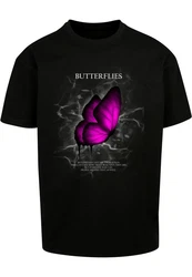 Merchcode T-Shirt Butterflies Heavy Oversized Tee Orange/Lila/Braun