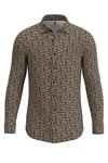 Desoto Langarmhemd Kent Beige/Braun/Khaki