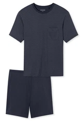 Schiesser Schlafanzug Comfort Essentials (Set, 2 tlg) Dunkelblau/Blau