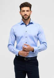 Eterna Langarmhemd MODERN FIT NON IRON Hellblau/Dunkelblau