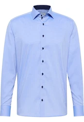 Eterna Langarmhemd MODERN FIT NON IRON Hellblau/Dunkelblau