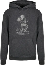 ABSOLUTE CULT Kapuzensweatshirt Herren Mickey Mouse - Sketch Kick Dunkelgrau/Hellgrau/Grau