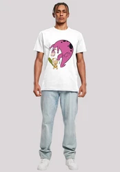 F4NT4STIC Kurzarmshirt Bamm Bamm And Dino T-Shirt Rundhals Weiß/Grau/Creme