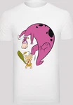 F4NT4STIC Kurzarmshirt Bamm Bamm And Dino T-Shirt Rundhals Weiß/Grau/Creme