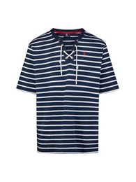 T-Shirt Herren Kurzarmshirt mit Kordelausschnitt