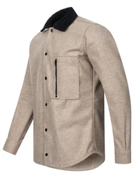 Rock Creek Flanellhemd mit Teddyfell-Kragen Beige/Braun/Grau