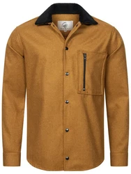 Rock Creek Flanellhemd mit Teddyfell-Kragen Braun/Beige/Orange