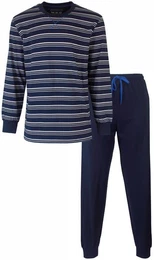 M.E.Q. Schlafanzug Herren Pyjama lang mit Bndchen (2 tlg) Baumwolle