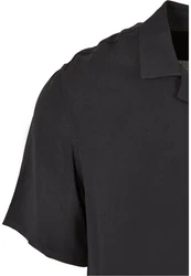 URBAN CLASSICS Langarmhemd Viscose Camp Shirt Schwarz