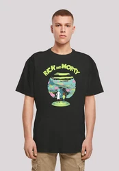 F4NT4STIC Kurzarmshirt Herren Rick and Morty with Heavy Oversize Tee Schwarz/Dunkelrot