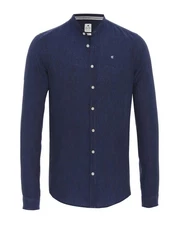 Hatico Langarmhemd Trachtenhemd PURE Casual Hemd Dunkelblau/Hellblau/Blau