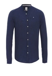 Hatico Langarmhemd Trachtenhemd PURE Casual Hemd Dunkelblau/Hellblau/Blau