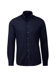 Trigema Poloshirt Business-Hemd aus DELUXE-Single-Jersey Dunkelblau/Hellblau/Blau