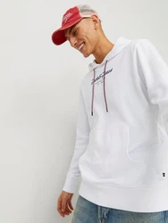 Jack & Jones Hoodie JJHENRY SWEAT HOOD Weiß/Grau