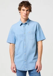 Wrangler Kurzarmhemd 1 PKT SHIRT Hellblau/Blau