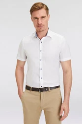 OLYMP Kurzarmhemd Level Five body fit Weiß/Creme