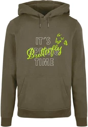 Merchcode Kapuzensweatshirt Its Spring Time Basic Hoody Dunkelgrün/Neonfarben/Grün