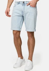 Indicode Herren Caden Jeans Shorts mit 5 Taschen Hellblau