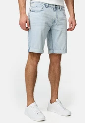 Indicode Herren Caden Jeans Shorts mit 5 Taschen Hellblau
