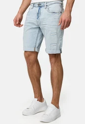Indicode Herren Caden Jeans Shorts mit 5 Taschen Hellblau/Blau