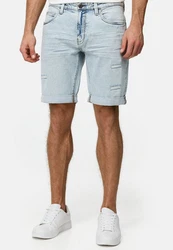 Indicode Herren Caden Jeans Shorts mit 5 Taschen Hellblau/Blau
