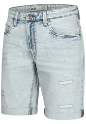 Indicode Herren Caden Jeans Shorts mit 5 Taschen Hellblau/Blau