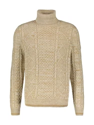 LERROS Strickpullover Jacquard Rollkragenpullover Beige/Gelb/Khaki/Gold