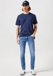 Wrangler Kurzarmshirt mit Logostickerei Dunkelblau