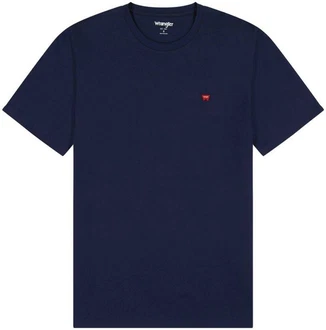 Wrangler Kurzarmshirt mit Logostickerei Dunkelblau