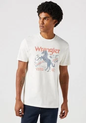 Wrangler T-Shirt AMERICANA Braun/Weiß/Creme/Orange/Khaki